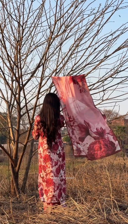 Carmine (Silk-3 piece)